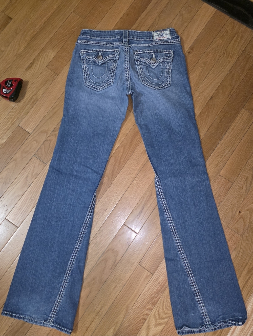Vintage True Religion Twisted Seam Dark Blue Flare Jeans Size 29 X 32 X-LONG